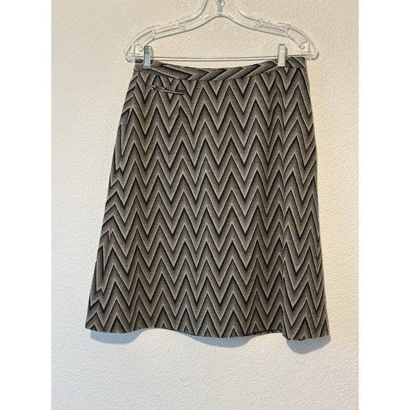 Giorgio Armani Dresses & Skirts - Giorgio Armani Skirt Size‎ 40 Wool Blend A-line Black Beige Chevron  Italy 29x23